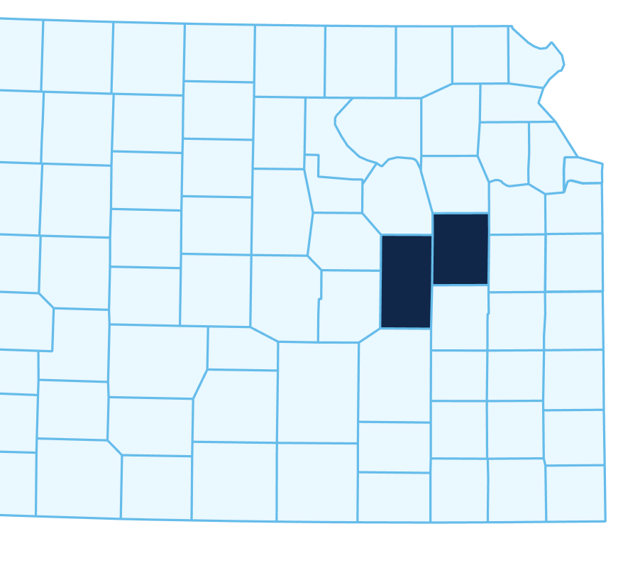 Kansas counties service area map