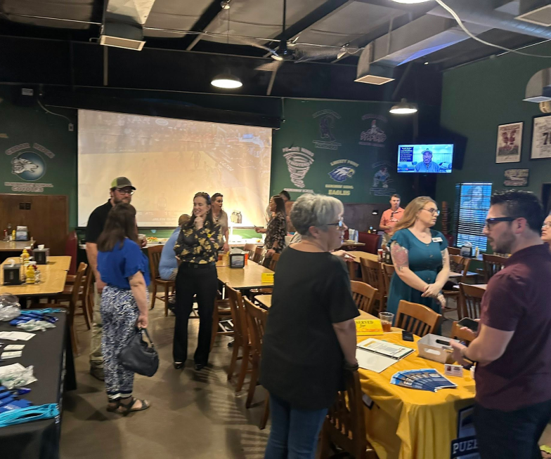 Mingling inside restaurant