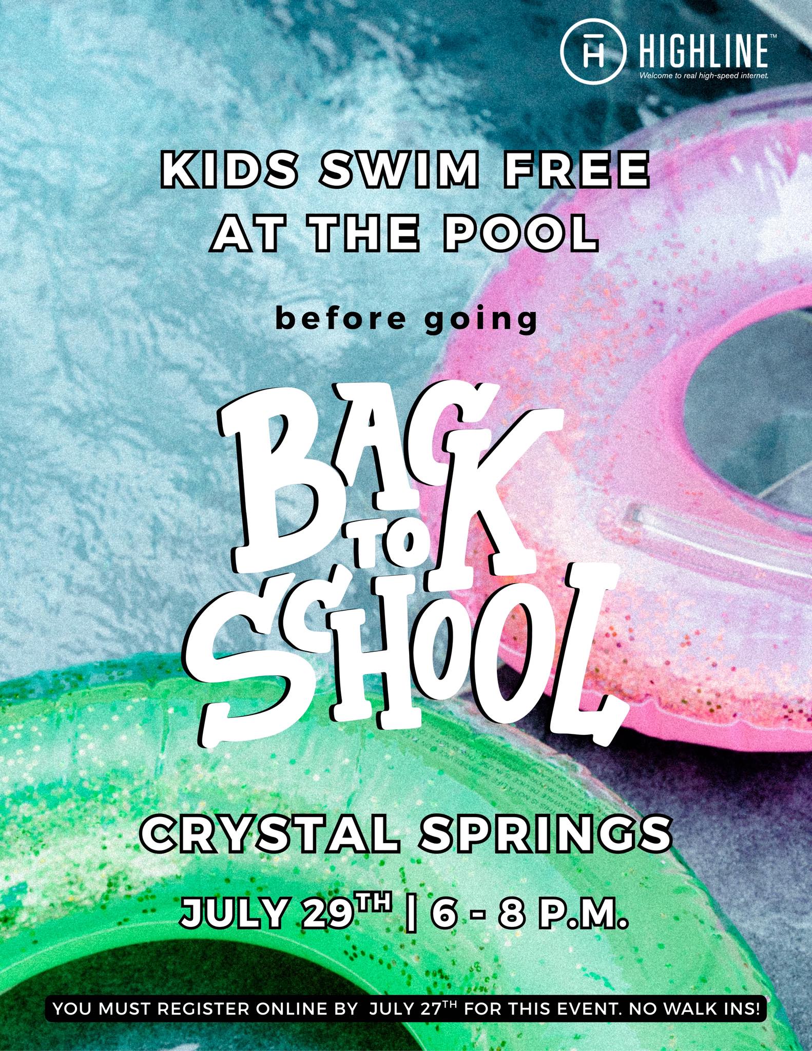 Kids Swim Free Crystal Springs Flyer