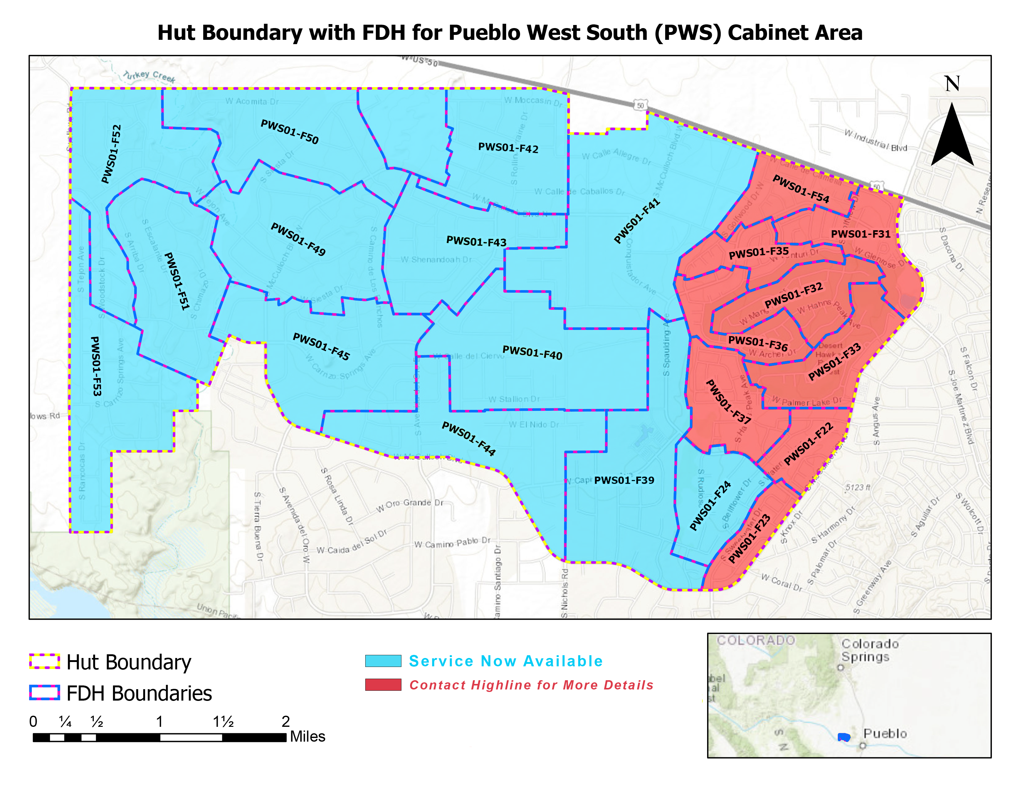 HUT Boundary with FHD in Pueblo West South Cabinet Area