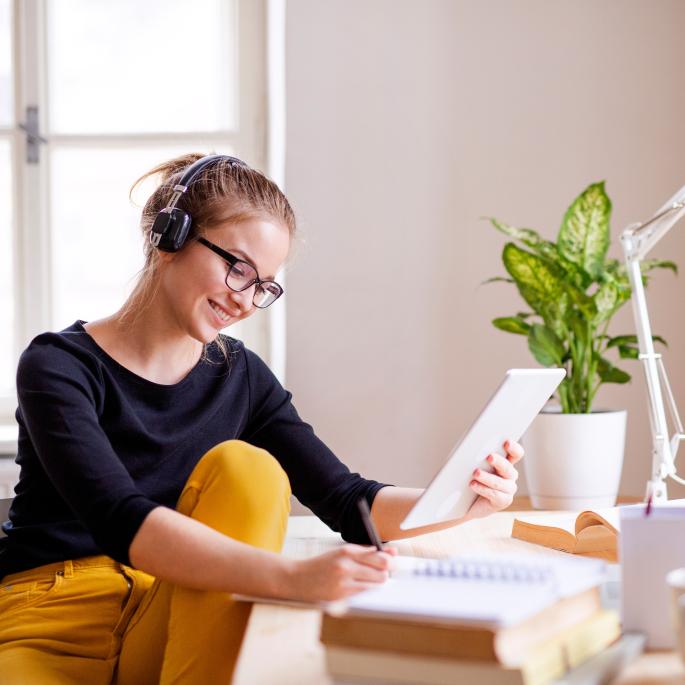woman working at desk