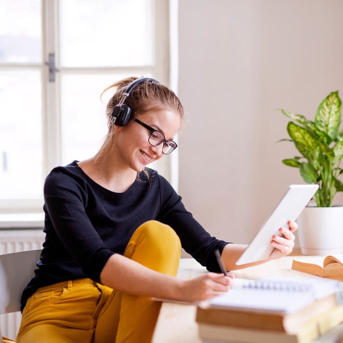 Woman Sitting at Desk