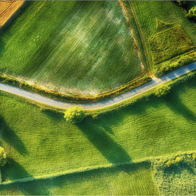 Overheard image of rural road