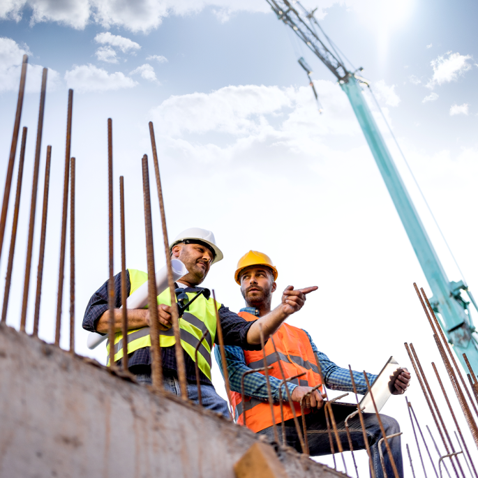 construction with concrete and rebar