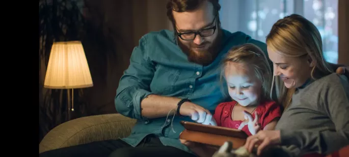 family with tablet