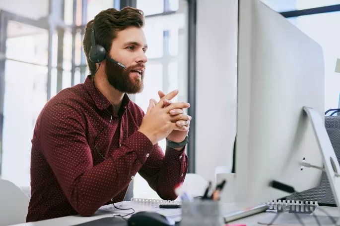 man in front of computer