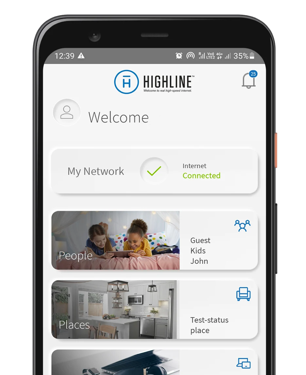 Smartphone with Highline app