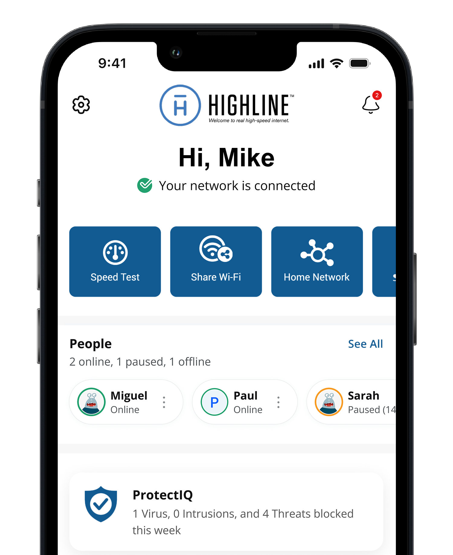 Cell phone with Highline mobile app