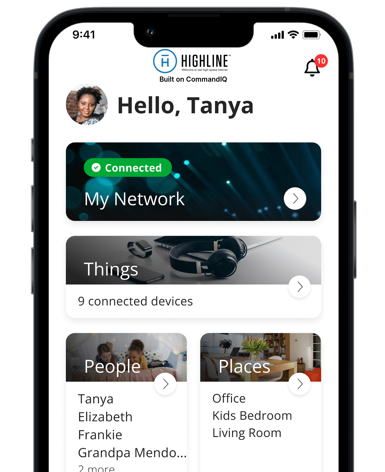 Cell phone with Highline mobile app